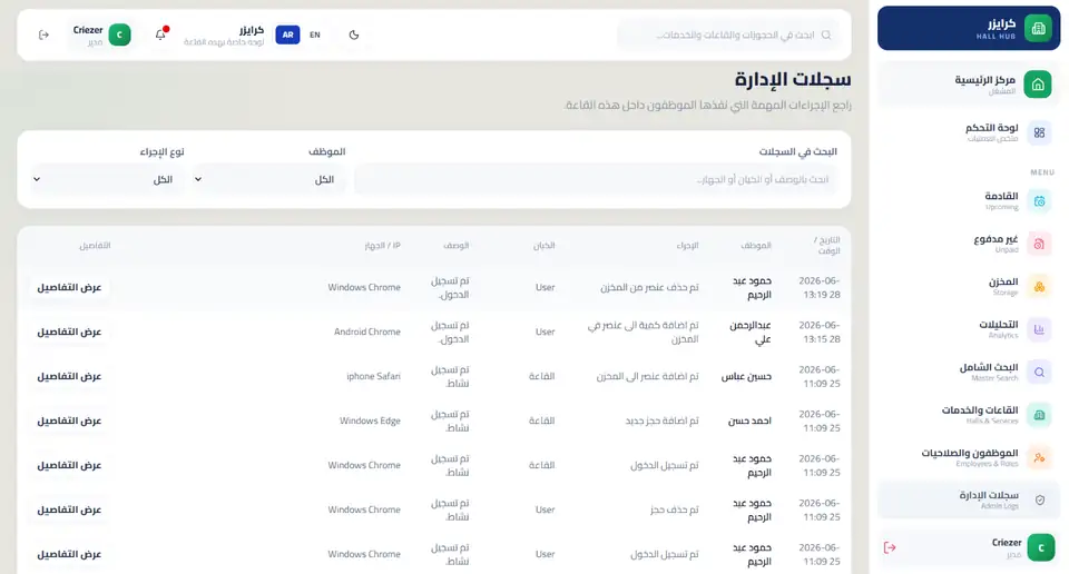 Zafa admin logs screenshot